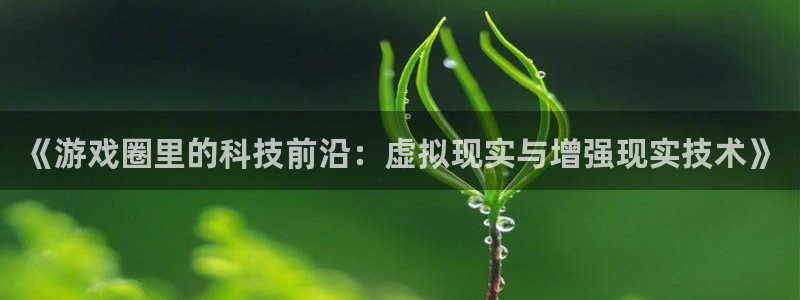 赢咖娱乐平台负责人：《游戏圈里的科技前沿：虚拟现实与增强现实